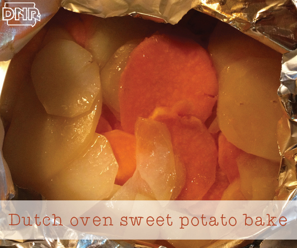 Dutch oven sweet potato bake recipe from the Iowa DNR